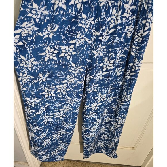 Soft Surroundings Womens Blue Floral Sleeveless Jumpsuit Wide Leg Rayon Size PS - Picture 7 of 13